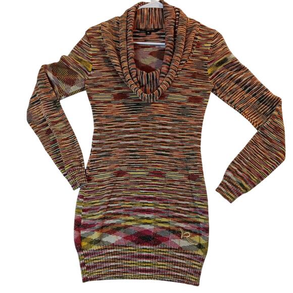 Rocawear Off The Shoulder Knit Top Medium Multicolor Striped Stretch Shawl Neck - Picture 1 of 16